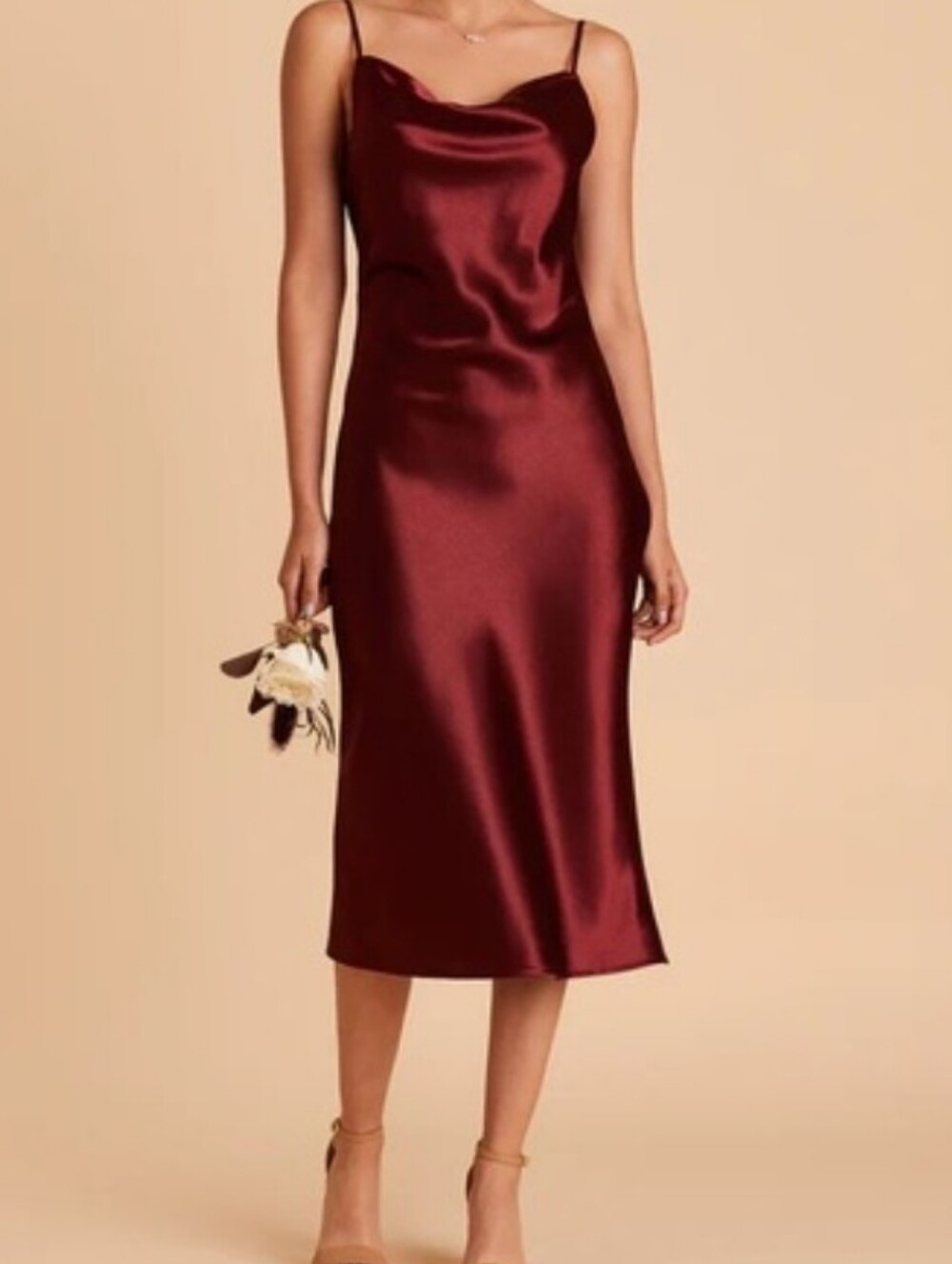 Birdy Grey Lisa Satin Slip Dress Cowlneck Cabernet XS Bridesmaid Elegant Whimsy - Picture 1 of 16